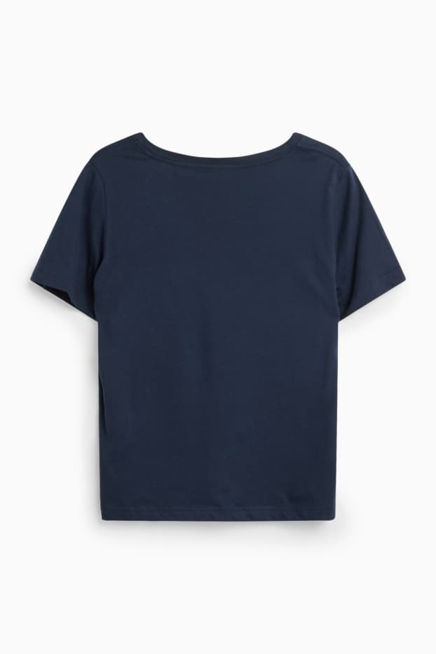 Dámské - Tričko s výstřihem ve tvaru V - regular fit - tmavomodrá