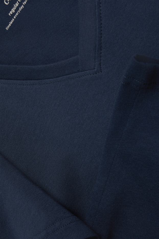 Dámské - Tričko s výstřihem ve tvaru V - regular fit - tmavomodrá