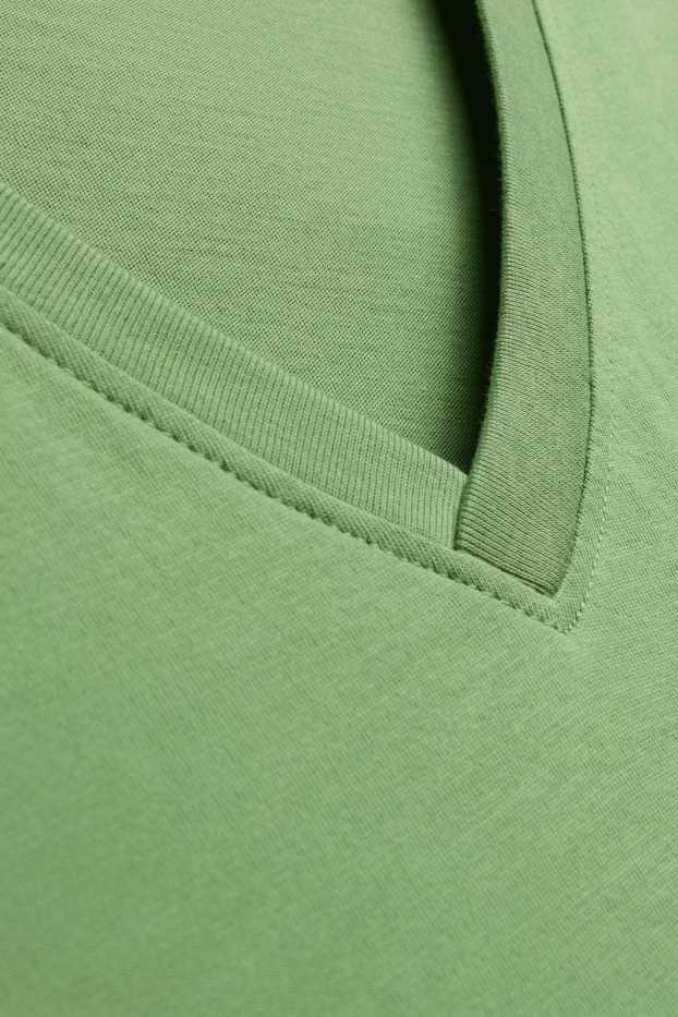 Dames - T-shirt met V-hals - regular fit - groen