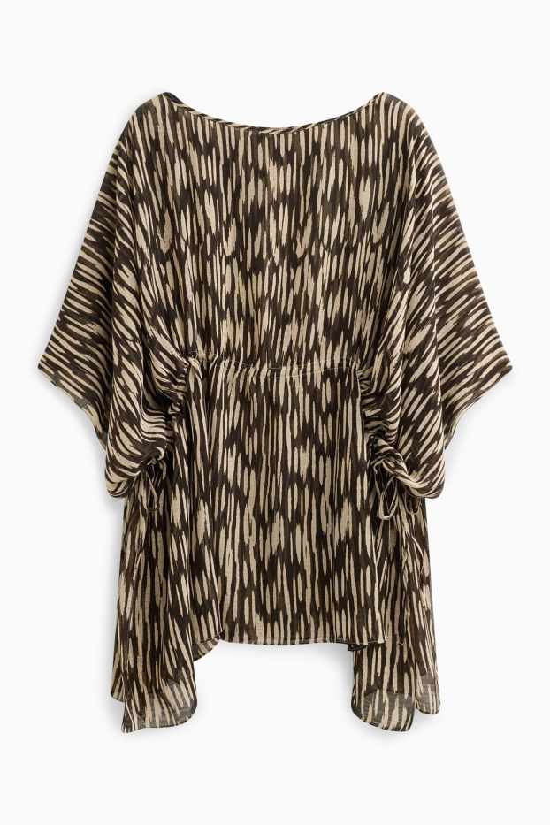 Dámské - Šifonová tunika - se vzorem - hnědá/béžová