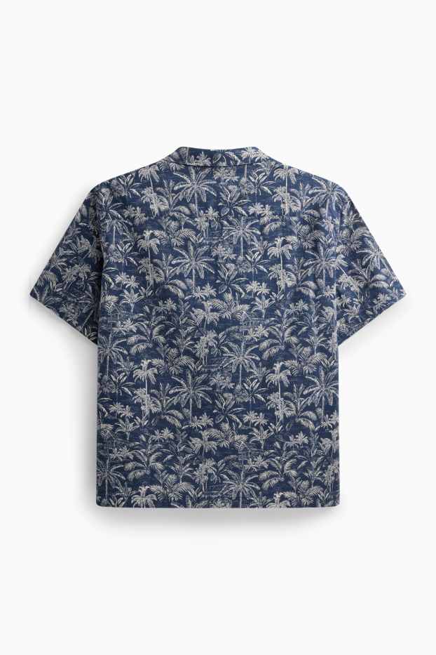 Pánské - Košile - regular fit - se vzorem - tmavomodrá