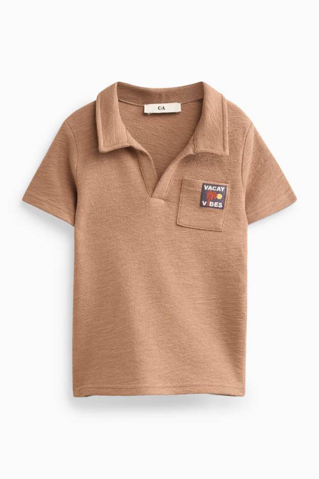 Copii - Băieți - Tricou polo - maro deschis