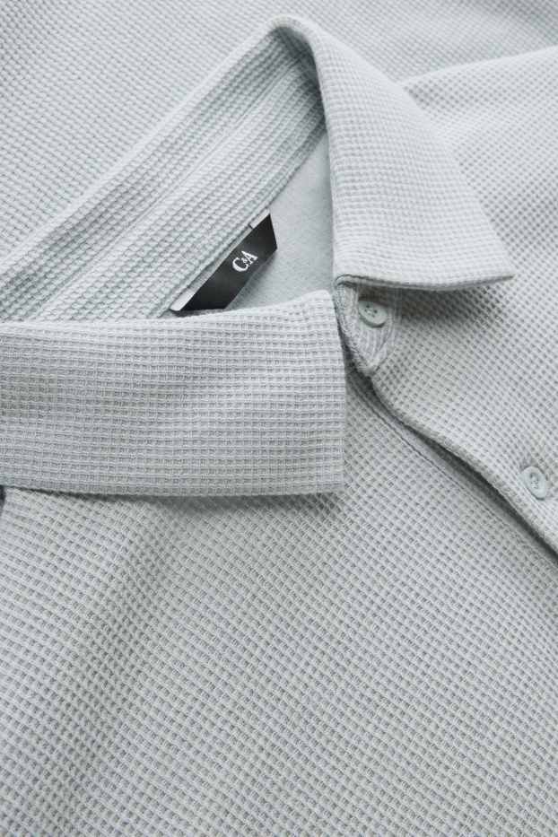 Uomo - Polo - regular fit - tessuto tramato - grigio