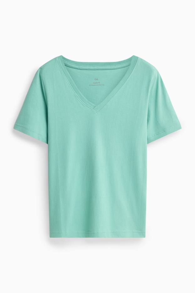 Women - V-neck T-shirt - regular fit - turquoise