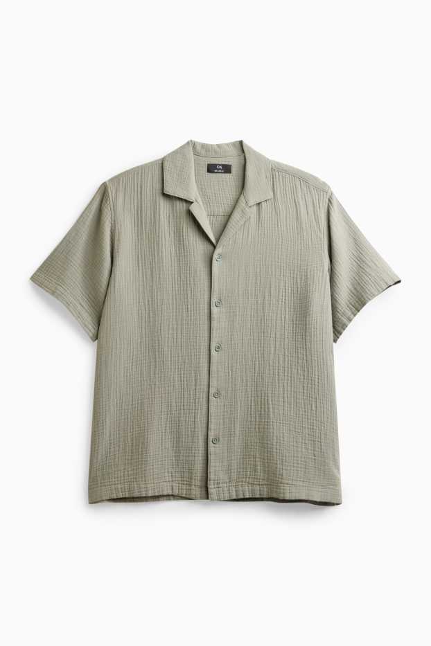 Hommes - Chemise - relaxed fit - col à revers - vert