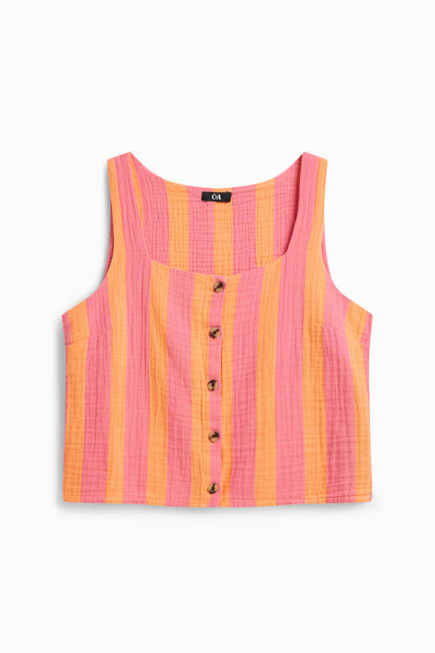 Damen - Blusentop - gestreift - rosa / orange