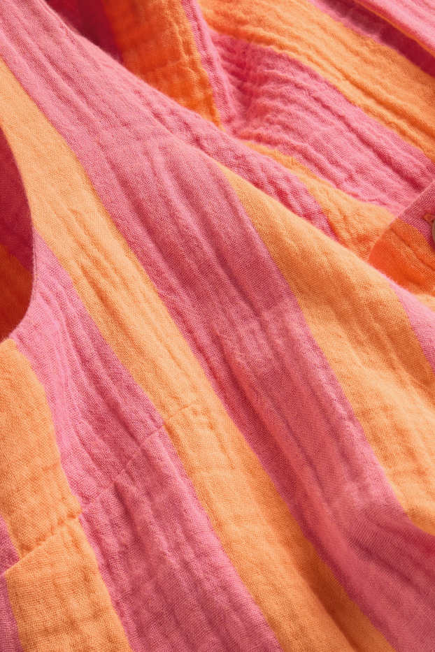 Damen - Blusentop - gestreift - rosa / orange