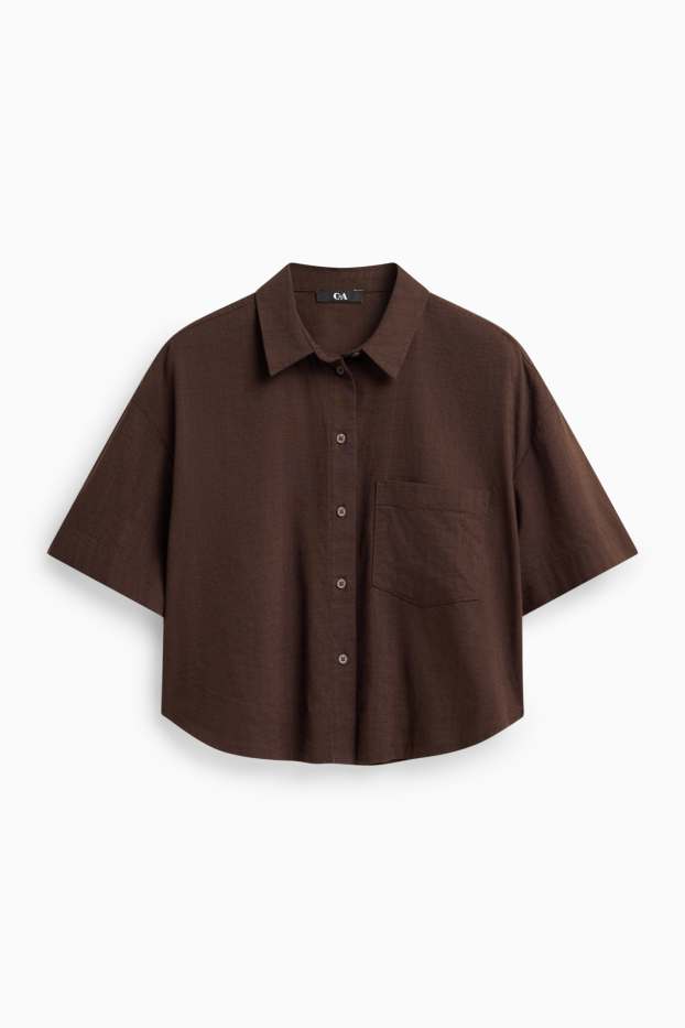 Dámské - Košilová halenka - hnědá