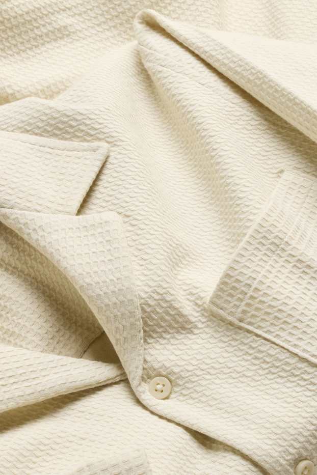 Hommes - Chemise - relaxed fit - col à revers - finition texturée - crème