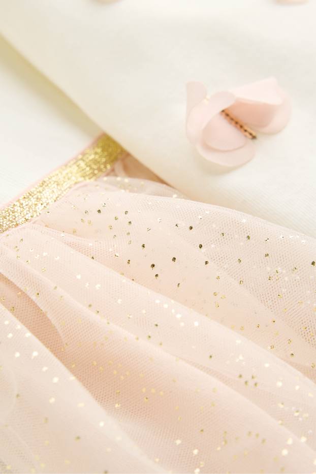 Kinder Mädchen - Blume - Set - Kleid und Kurzarmshirt - 2 teilig - rosa