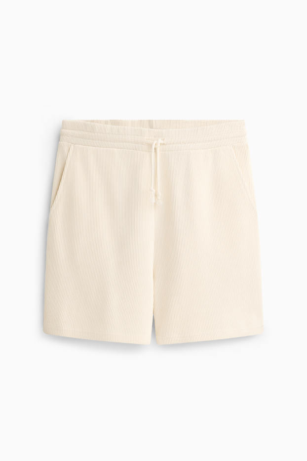 Men - Shorts - ribbed - cremewhite