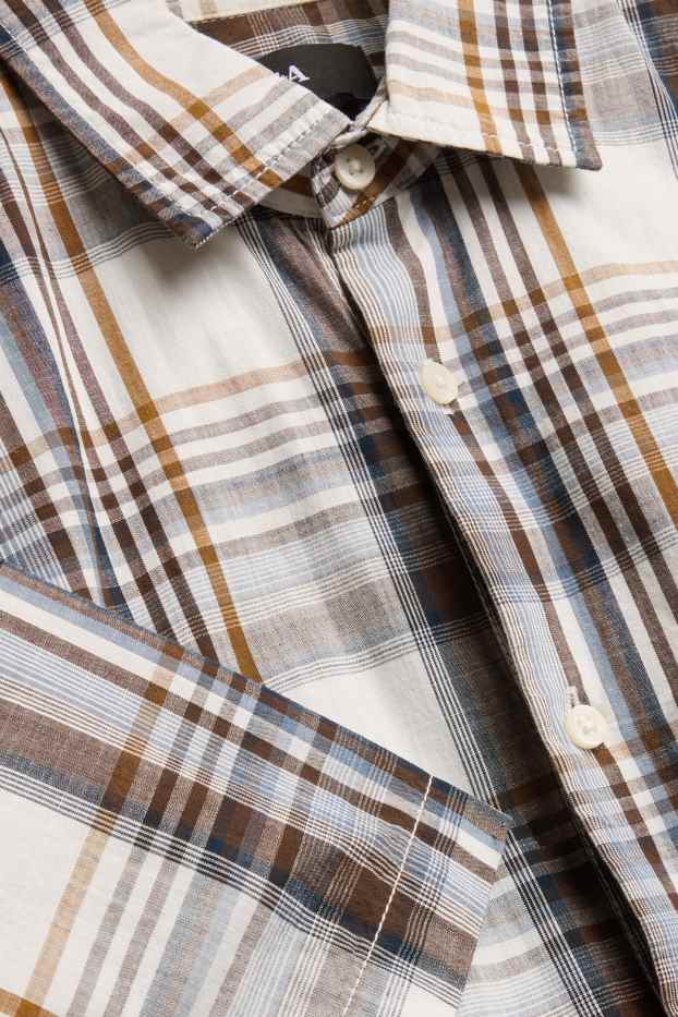 Herren - Hemd - Regular Fit - Kent - kariert - grau