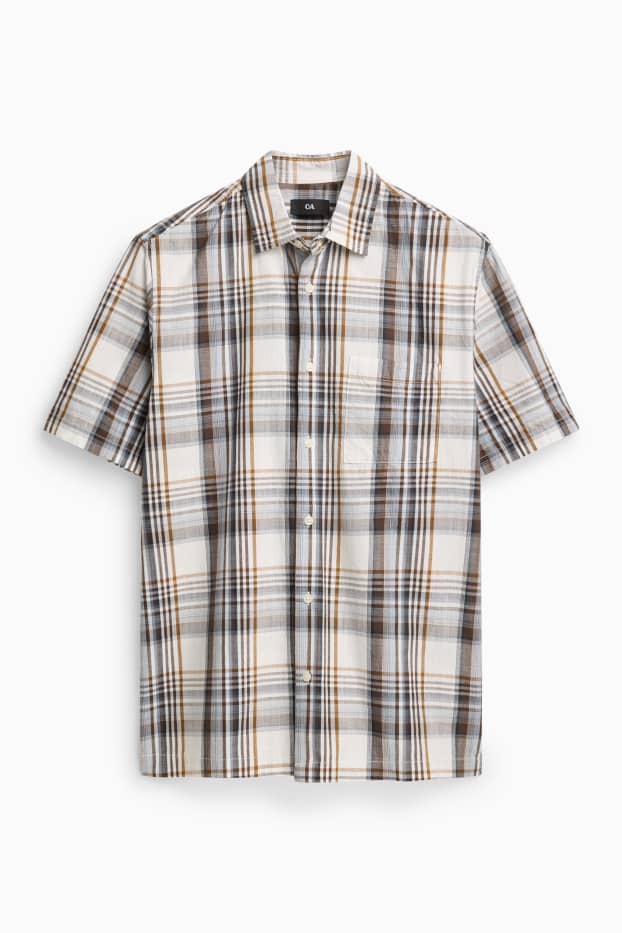 Herren - Hemd - Regular Fit - Kent - kariert - grau