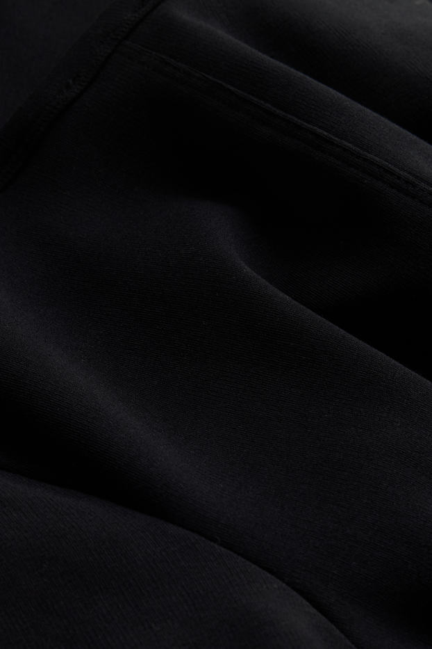 Donna - T-shirt con scollo a V - slim fit - a coste fini - rosso / nero