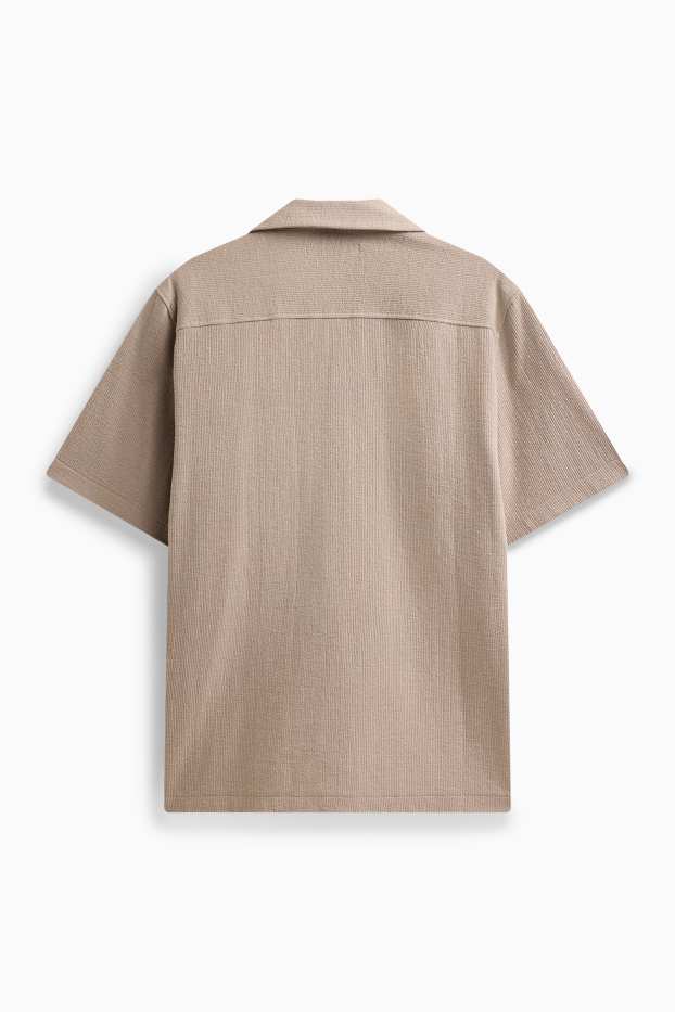 Herren - Hemd - Regular Fit - Reverskragen - strukturiert - hellbraun