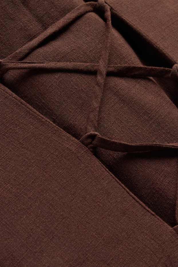 Damen - Weste mit Leinen-Anteil - tailliert - braun