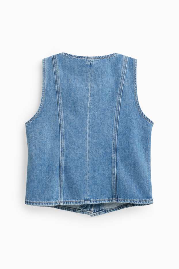 Dámské - Džínová vesta - se zúženým pasem - džíny - modré