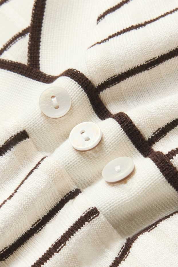 Femei - Tricou polo - maro / alb-crem