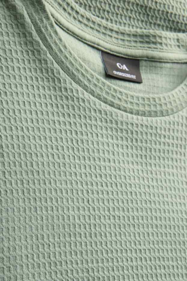 Herren - T-Shirt - Oversized - strukturiert - grün