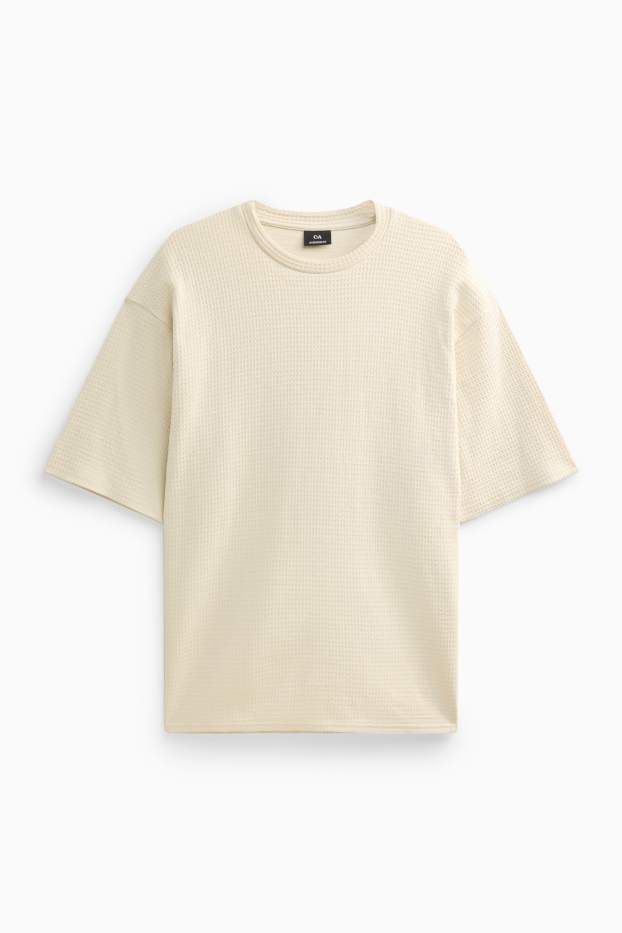 Herren - T-Shirt - Oversized - strukturiert - beige