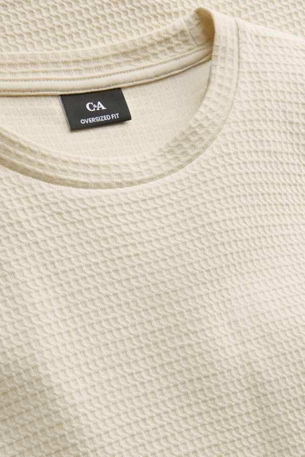 Herren - T-Shirt - Oversized - strukturiert - beige
