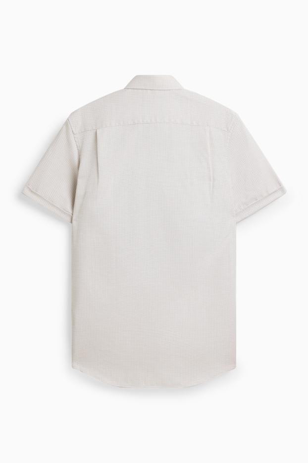 Pánské - Košile - regular fit - kent - s nežehlivou úpravou - se vzorem - krémově bílá