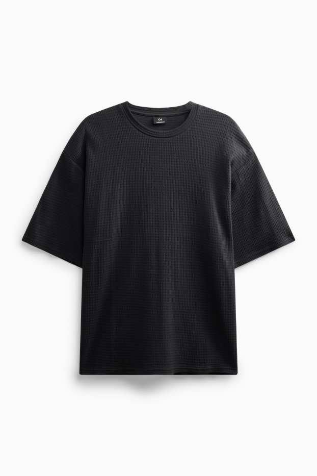Herren - T-Shirt - Oversized - strukturiert - schwarz