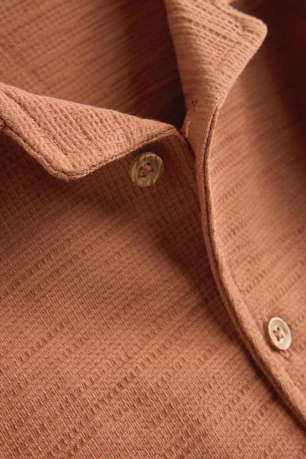 Kinder Jungen - Hemd - strukturiert - braun