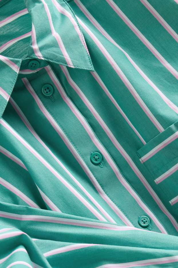 Dámské - Košilová halenka - pruhovaná - zelená