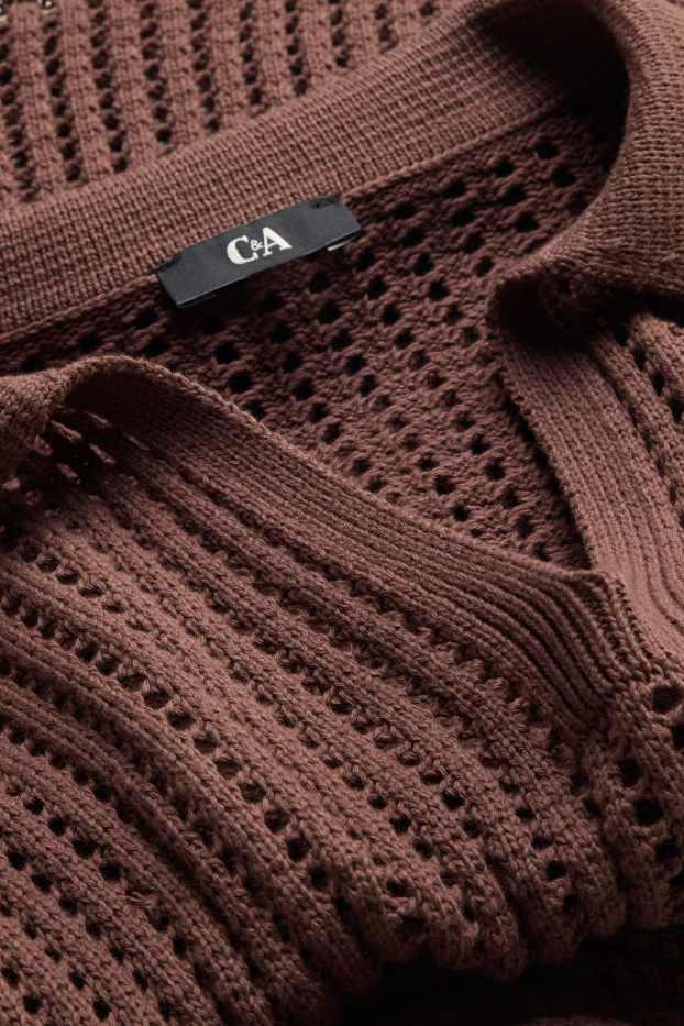 Damen - Strickpullover - kurzarm - hellbraun