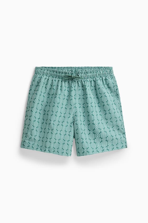 Men - Swim shorts - patterned - green