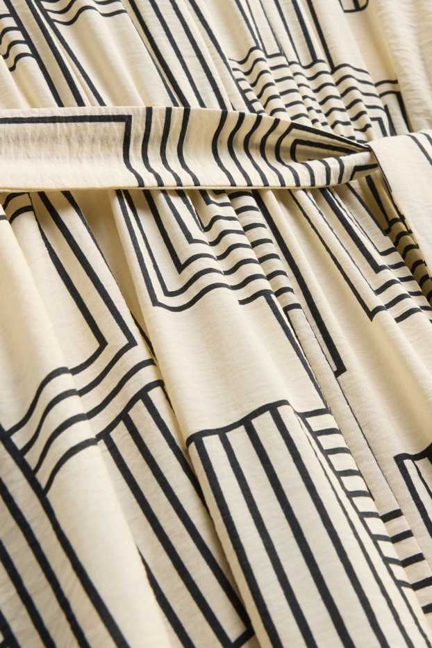 Damen - Midikleid - gemustert - strukturiert - weiß / schwarz