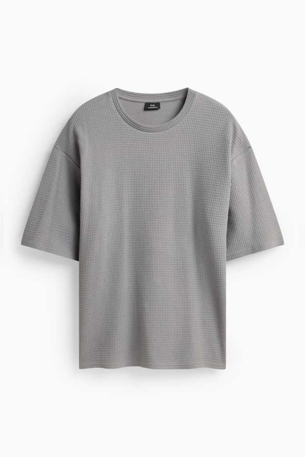 Herren - T-Shirt - Oversized - strukturiert - grau