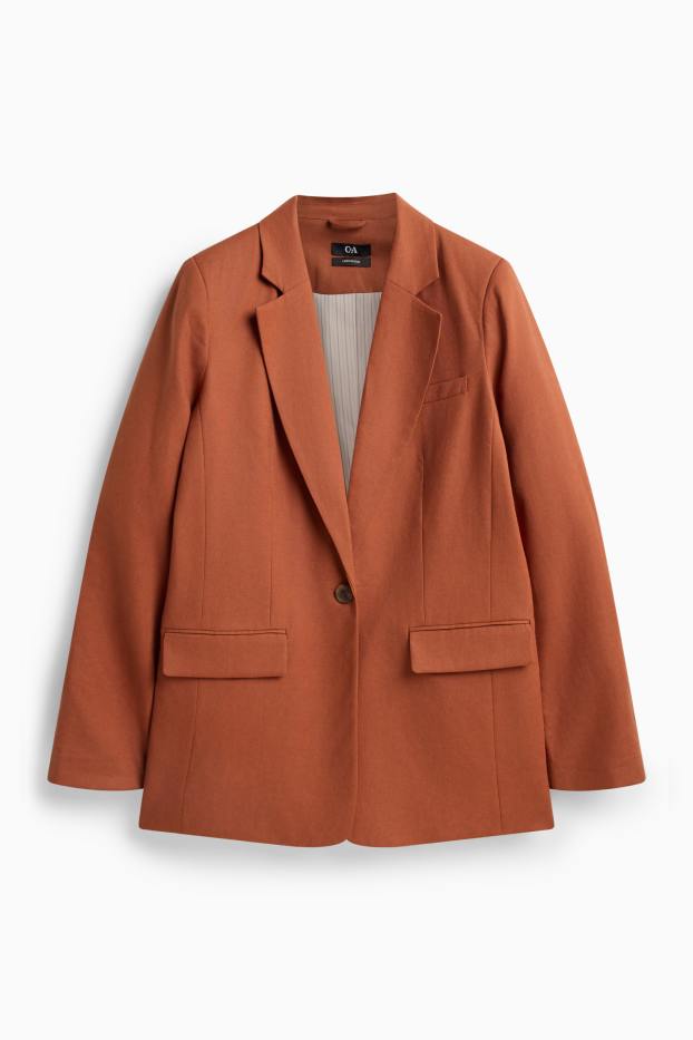 Damen - Business-Blazer mit Leinen-Anteil - Regular Fit - braun