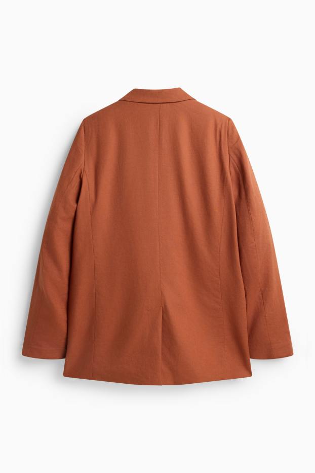 Damen - Business-Blazer mit Leinen-Anteil - Regular Fit - braun