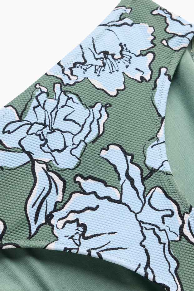 Donna - Slip bikini - vita media - LYCRA® - a fiori - tessuto tramato - verde