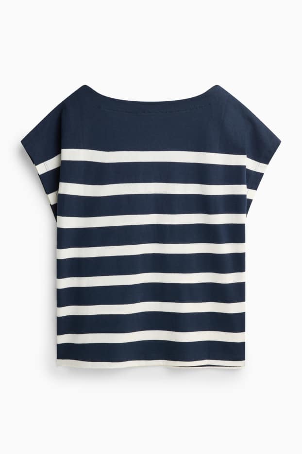 Femei - Tricou - regular fit - cu dungi - albastru / alb