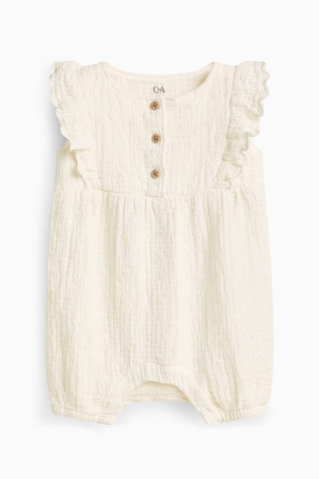 Baby: meisjes - Newbornoutfit - met structuur - crème wit