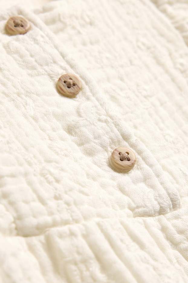 Baby: meisjes - Newbornoutfit - met structuur - crème wit