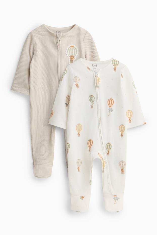 Unisex - Set van 2 - luchtballon en dieren - babypyjama - wit