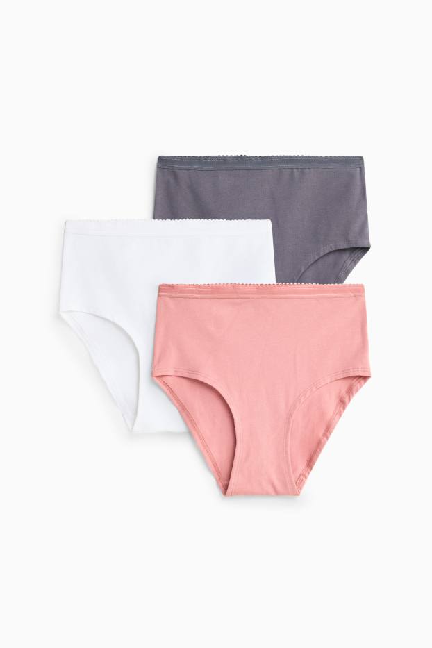 Dames - Set van 3 - slip - fuchsiarood