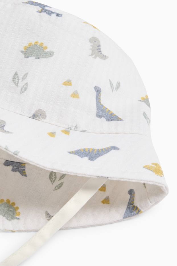 Nadó nen - Dinosaures - barret per a nadó - de ratlles - blanc