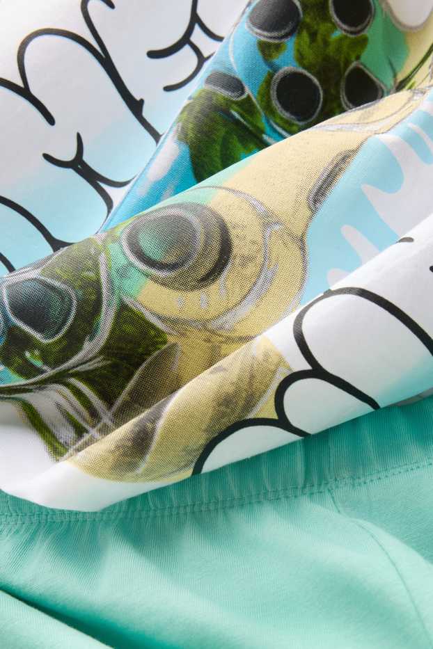 Kinder Buben - Gaming-Controller - Shorty-Pyjama - 2 teilig - weiß / grün