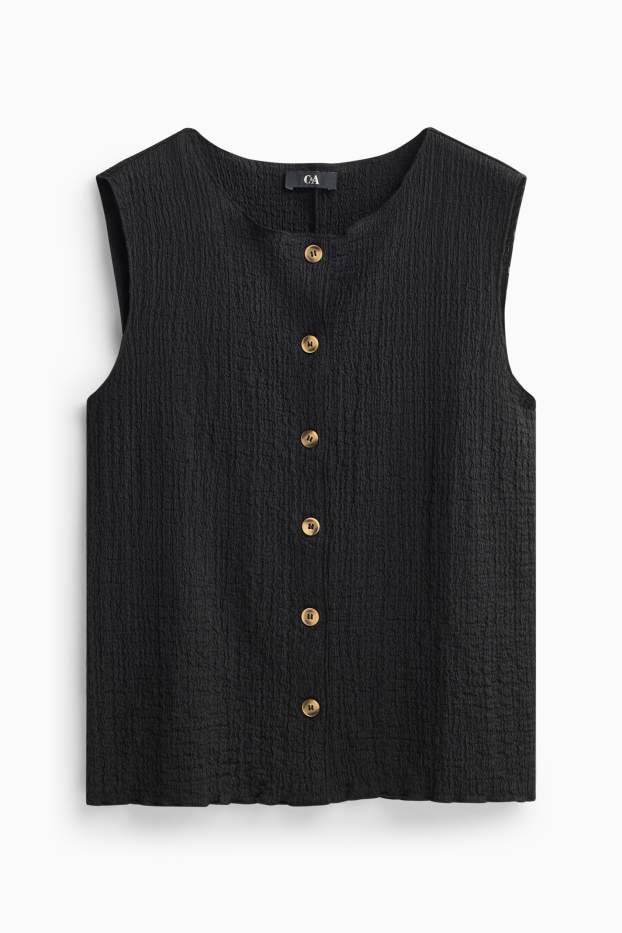 Kobiety - Top bluzkowy - fakturowany - czarny