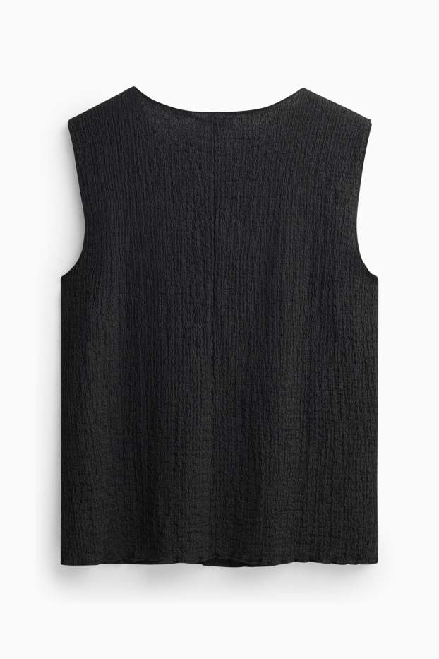 Kobiety - Top bluzkowy - fakturowany - czarny