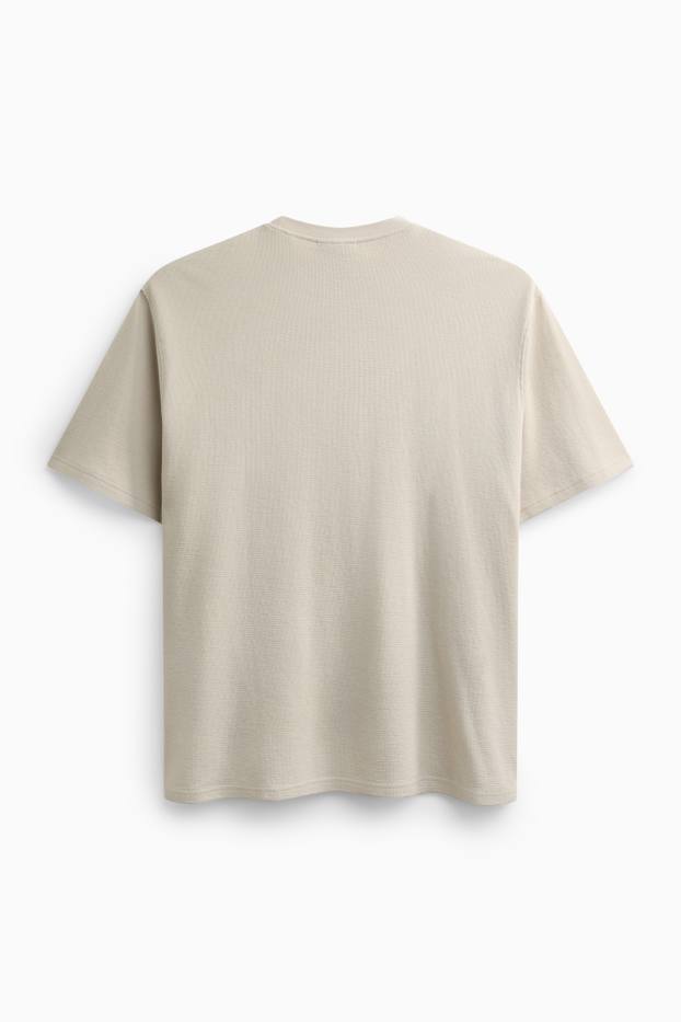 Herren - T-Shirt - Relaxed Fit - gerippt - beige