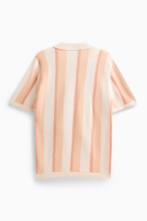 Uomo - Polo in maglia - regular fit - a righe - tessuto tramato - arancione