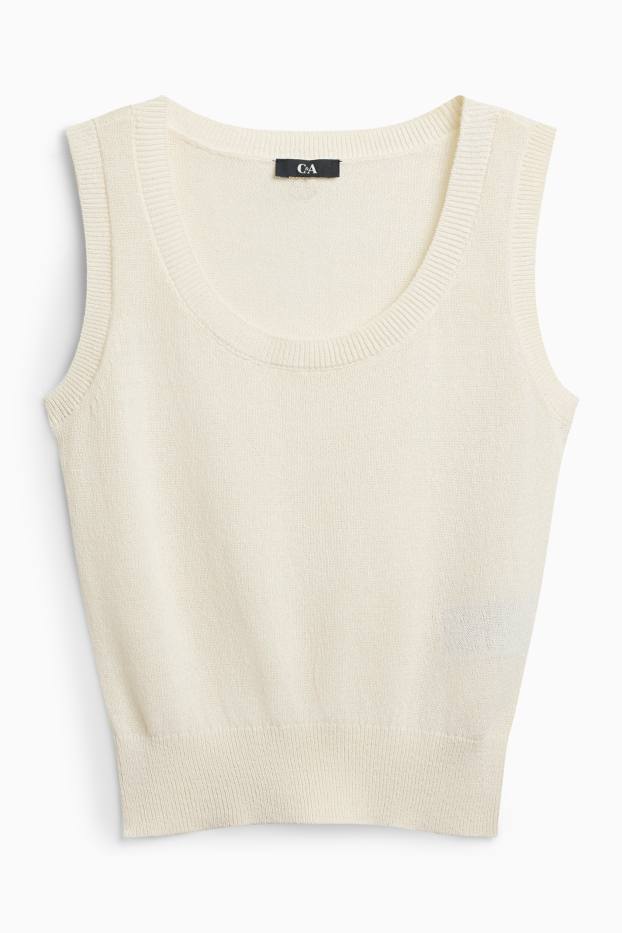 Femmes - Pull sans manches - blanc crème