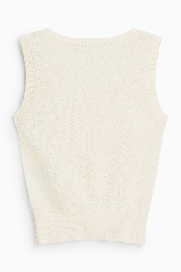 Femmes - Pull sans manches - blanc crème