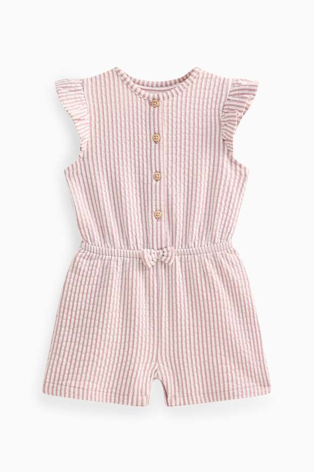 Baby Mädchen - Baby-Jumpsuit - gestreift - strukturiert - weiß
